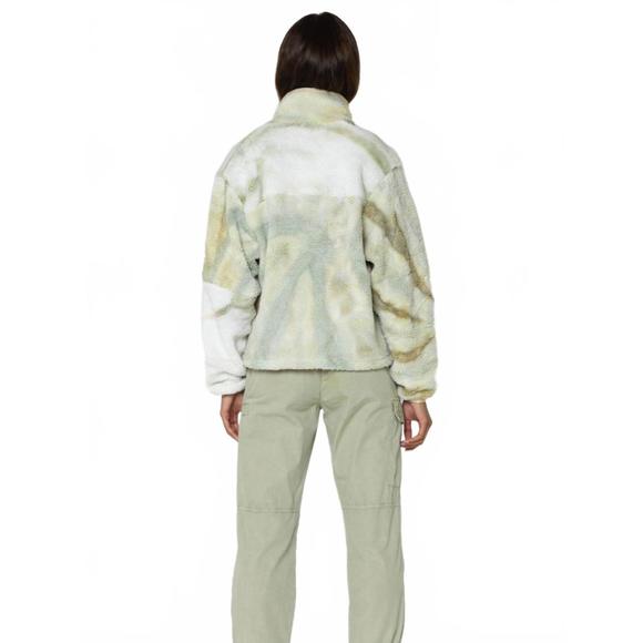 NEW JOHN ELLIOTT patchwork tie dye polar fleece zip jacket in dayglow vintage ar - Picture 2 of 4